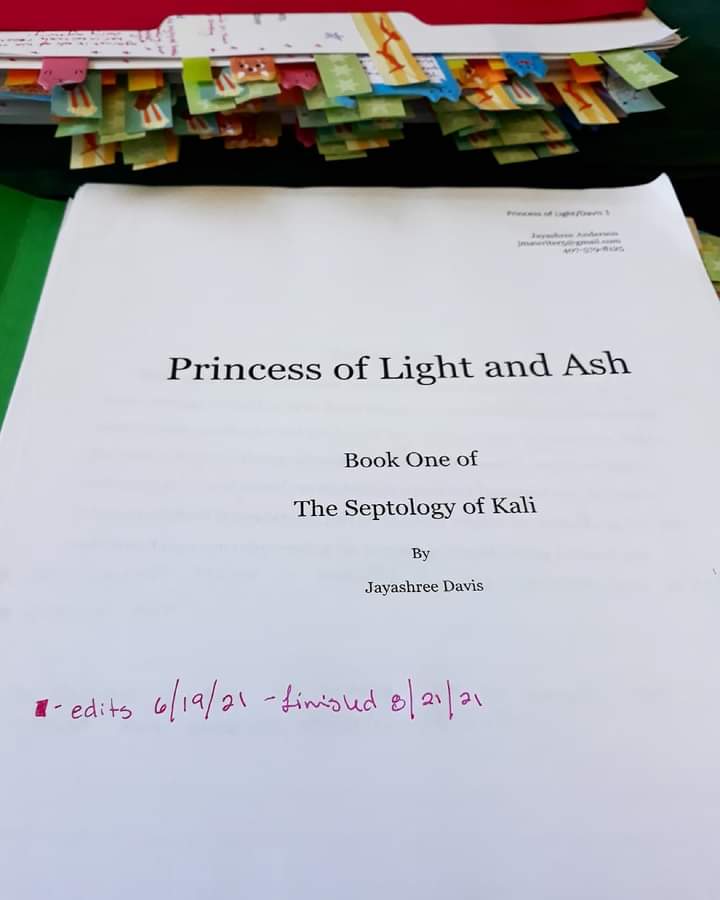 JayashreeMegan's tweet photo. This past Saturday I finished my line edits (and 3rd reading) of my book!! Now, it's time to put them into the computer. 4th draft, here I come! ๐โ๐๐ #writer #authorlife #amwriting #wip #editing #willbequerying #PrincessofLightandAsh #SeptologyofKali #ya #iwriteya #yafantasy https://t.co/WxYYEhArff