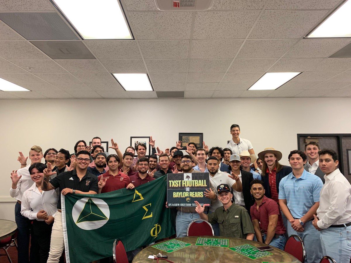 Texas State Bobcats (@txstatebobcats) on Twitter photo Had a great time speaking at Delta Sigma Phi’s chapter meeting tonight! Incoming Director of Athletics Don Coryell and <a href="/TXSTATEFOOTBALL/">Texas State Football</a> coach Pat Doherty sat down and talked #TXST Athletics. #EatEmUp Had a great time speaking at Delta Sigma Phi’s chapter meeting tonight! Incoming Director of Athletics Don Coryell and <a href="/TXSTATEFOOTBALL/">Texas State Football</a> coach Pat Doherty sat down and talked #TXST Athletics. #EatEmUp