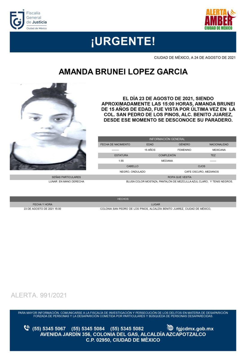 _lharo's tweet image. Favor de compartir para tratar de ayudar a encontrar a la hija de nuestro compañero y amigo Cesar López de @Opormex_org que desapareció el día de ayer 23 de agosto. @AAMBER_mx