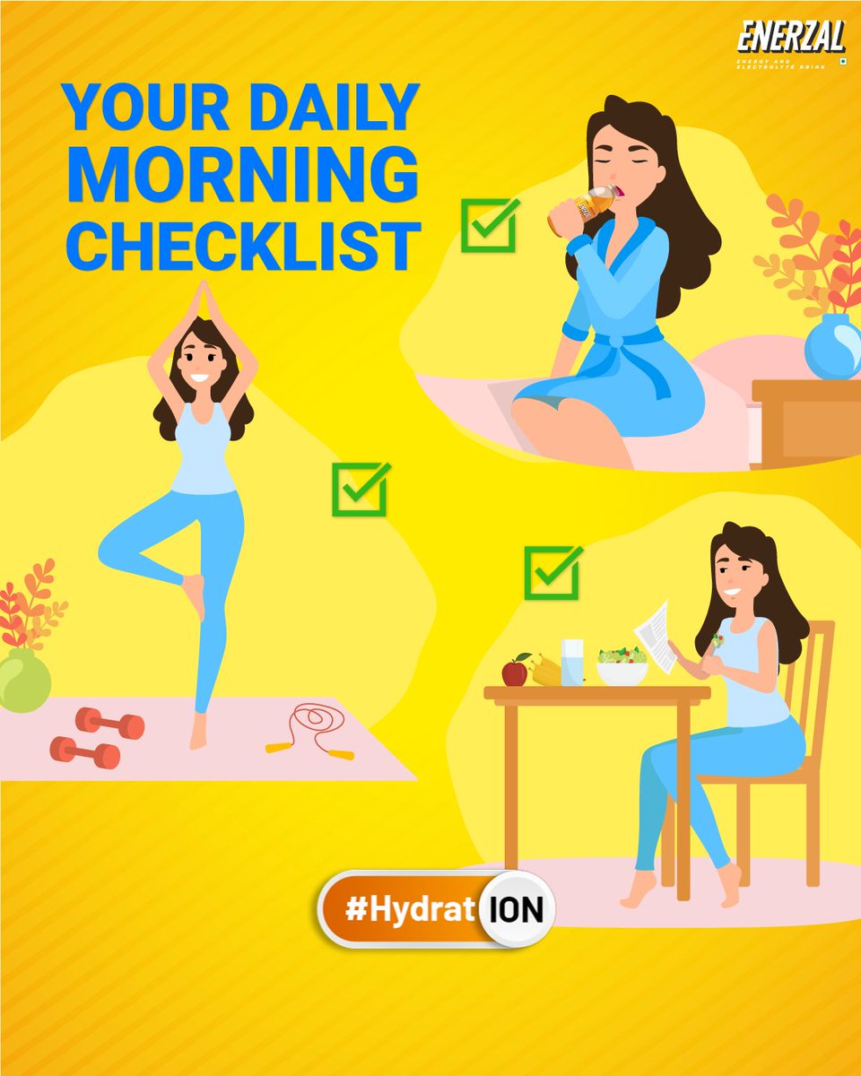 EnerzalIndia's tweet photo. Start your day like a boss! Set the tone for positivity and productivity with Enerzal! 💪

Stay active, Eat well and Hydrate often is our mantra. What is your morning mantra? Tell us below 👇

#morningroutine #EnerzalIndia #IONinHydratION https://t.co/JMzX8orHOY