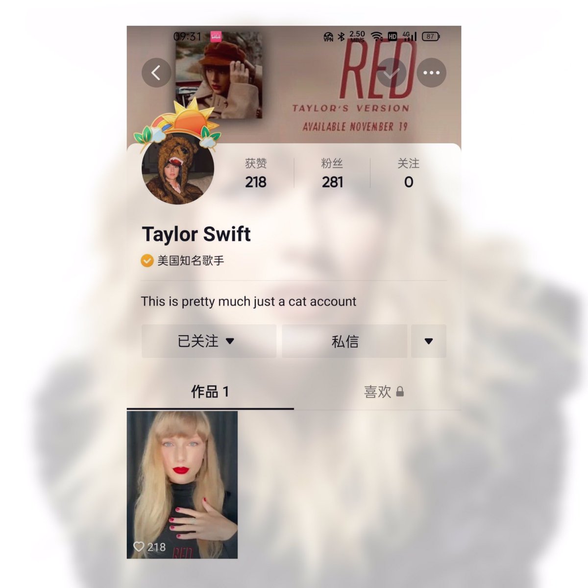 LaPuercaylor's tweet photo. 🚨🚨🚨| Omg! 

Taylor acaba de unirse a Douyin que es una aplicación similar a TikTok en China!! En menos de una hora ha superado los 20k de seguidores 

¿Creen que sea parte del proyecto visual del que hablaban? https://t.co/3NzrdOW9QB