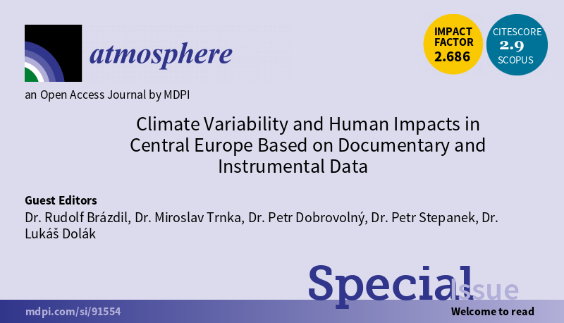 Atmosphere_MDPI's tweet photo. 📢Open for Submission! #Special_Issue of #Atmosphere "Climate Variability and Human Impacts in Central Europe Based on Documentary and Instrumental Data", guest edited by Dr. Rudolf Brázdil et al. 
Learn more at: https://t.co/S7RgkX7MzK
#climate_variability
#climate_change https://t.co/yWDgEdOuB8