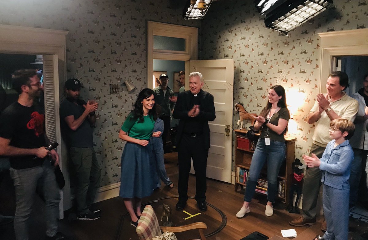 This was the final day of shooting for The Glatzels and Father Gordan! ⁦<a href="/CharleneAmoia/">Charlene Amoia</a>⁩ ⁦<a href="/_JulianHilliard/">Julian Hilliard</a>⁩ ⁦<a href="/michaelchaves/">Michael Chaves</a>⁩ #TheConjuringWatchParty