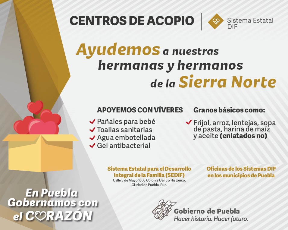 📌 Ha llegado el momento de ayudar. 
#HuracanGrace #Puebla