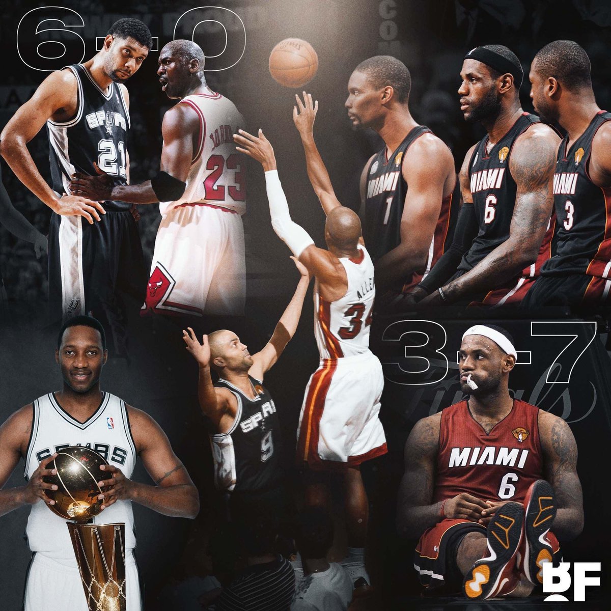 bballforever_'s tweet image. If Ray Allen missed that shot...

- Tim Duncan would have the same finals record as MJ
- Dwyane Wade only has 2 rings
- LeBron is 3-7 in the finals
- Tracy McGrady would have a ring
- The Miami Heat big 3 would be 1-3 in the finals
- Kawhi would have 3 rings