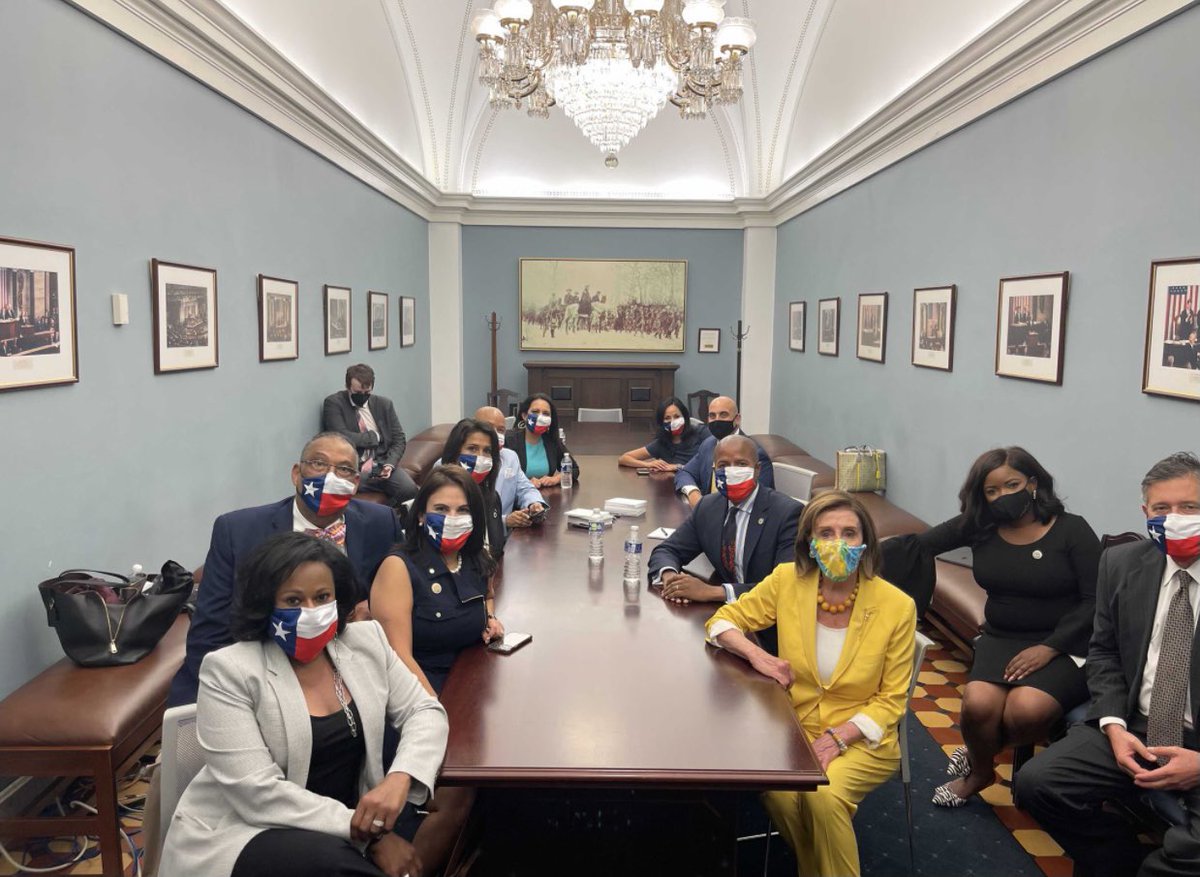 RepRaymond's tweet photo. Today, with Speaker Pelosi, right before passage of HR4, the #JohnLewisVotingRightsAct. Proud to witness history in person. #txlege https://t.co/hNjwlFia47