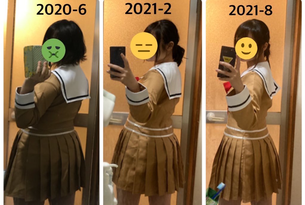 ElMundoShiro's tweet photo. #LemonChan (#れもん) es una aficionada al #Cosplay que se volvió inmensamente popular en Twitter recientemente. #LemonChan publicó tres fotografías de la evolución de su cuerpo en un periodo de catorce meses, mostrando que redujo su masa corporal en gran medida. https://t.co/pmLkZjo8pL