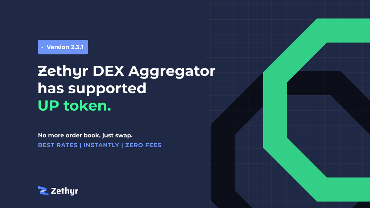 ZethyrExchange's tweet photo. 🔔What's new on version 2.3.1?
@unifiprotocol (UP) token is now supported on Zethyr DEX Aggregator. 

No more order book, just swap,
➡️https://t.co/lSVHw6hJUl

#unifiprotocol #TRON #TRX #UP #USDT #USDJ https://t.co/iDYiVqFQec