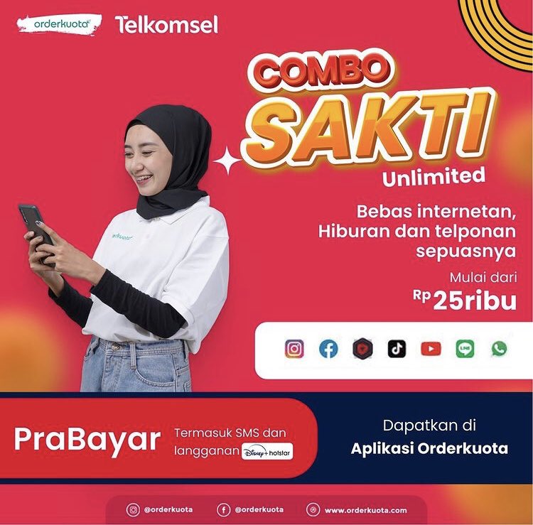 orderkuota's tweet photo. TERHEBAT DI SERVER PULSA🔥

Sobat kuota tau gak sih kalau sekarang bisa beli paket combo sakti unlimited dengan harga murah di Orderkuota lhooo. https://t.co/8Tc5cSD1Ms