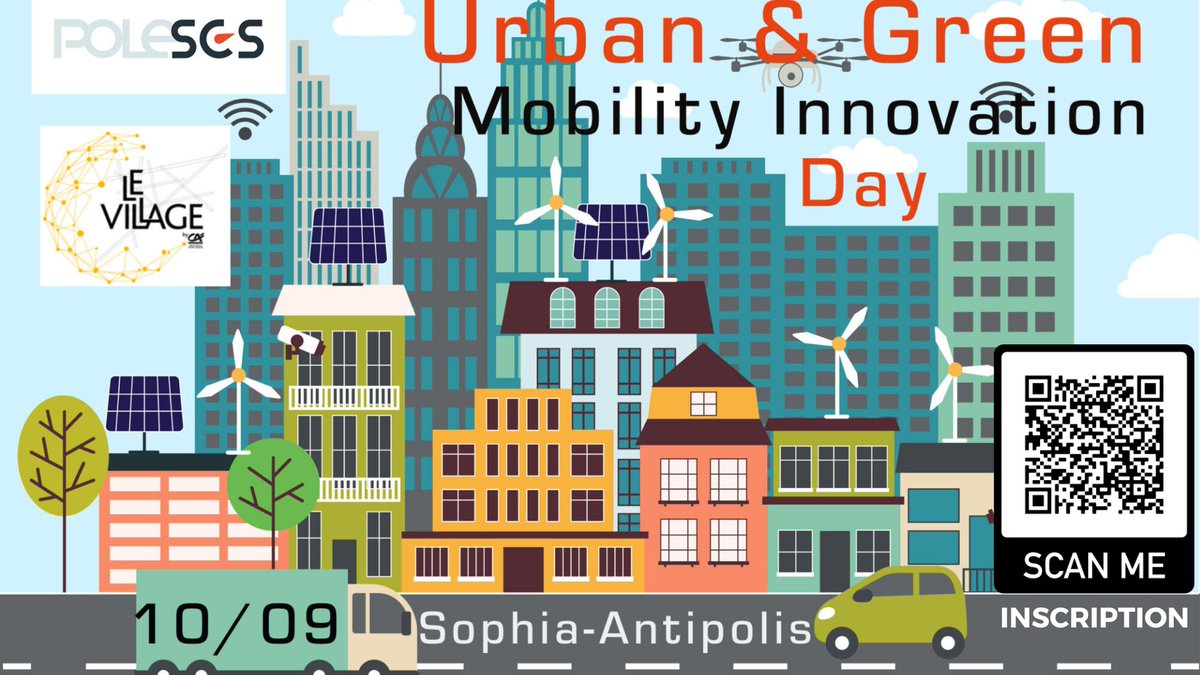 villageCASophia's tweet photo. 📣 Urban &amp; Green Mobility Innovation Day à Sophia Antipolis
Organisé par le @pole_scs 

📆 10 Septembre 2021, 9h à 16h30 

📌 Le Village by CA Provence Côte d'Azur

🔎 les enjeux de la mobilité de demain avec des acteurs clés réunis 

Inscription : https://t.co/WRsngvxUOI https://t.co/xKxubx88kv