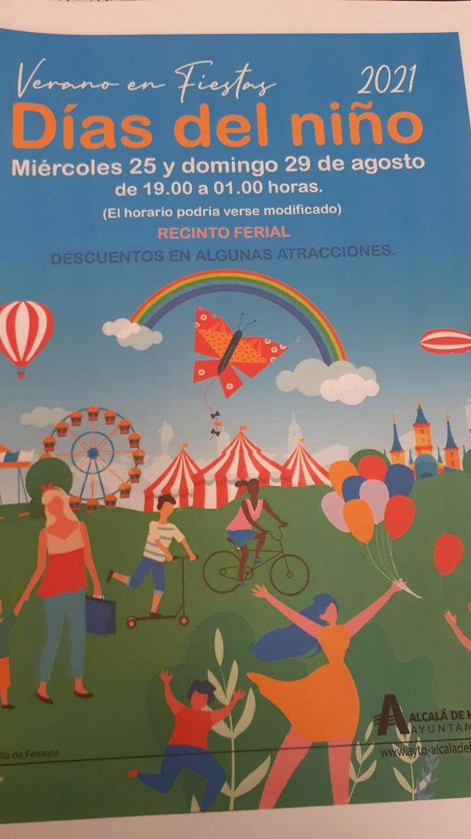 Tanto hoy como el domingo los más pequeños podrán disfrutar de las atracciones en el recinto ferial a un precio reducido.
#vivanlasferias #vivaalcaladehenares