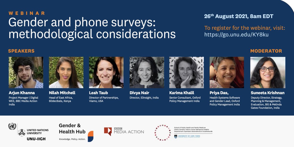 #IVR #SMS #Chatbots #CallCentres - how can phones be used for gender inclusion? Learn phone survey best practice from @OPMglobal @60_decibels @JoinViamo @IDinsight @bbcmediaaction @UCT_SPHFM at the next @genderhealthhub #GHHTalks ➡️ go.unu.edu/goZHr