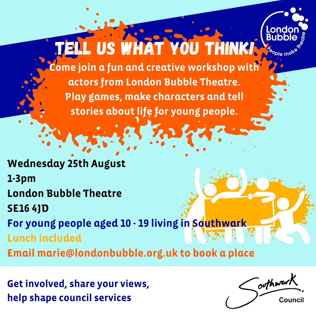 Today we’re helping our friends <a href="/lb_southwark/">Southwark Council</a> find out what adolescents think about services available to them and the adults who care for them. 

Know any 10-19s? Send them down for drama and pizza!