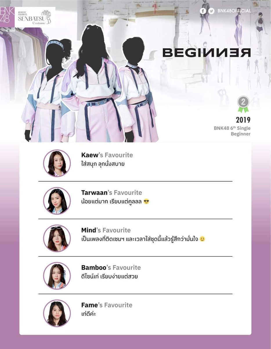 KaewNatruja_TH's tweet photo. BNK48 Members’ Poll
ชุดเซ็มบัตสึที่แก้วชอบมากที่สุดก็คือชุดเซมเพลง Beginner | 6th Single | 2019
💬 ใส่สนุก ลุกนั่งสบาย
#KaewBNK48 #BNK48
#BNK48_FavoriteCostume
#BNK48MembersPoll https://t.co/Cf6sAh3AaL