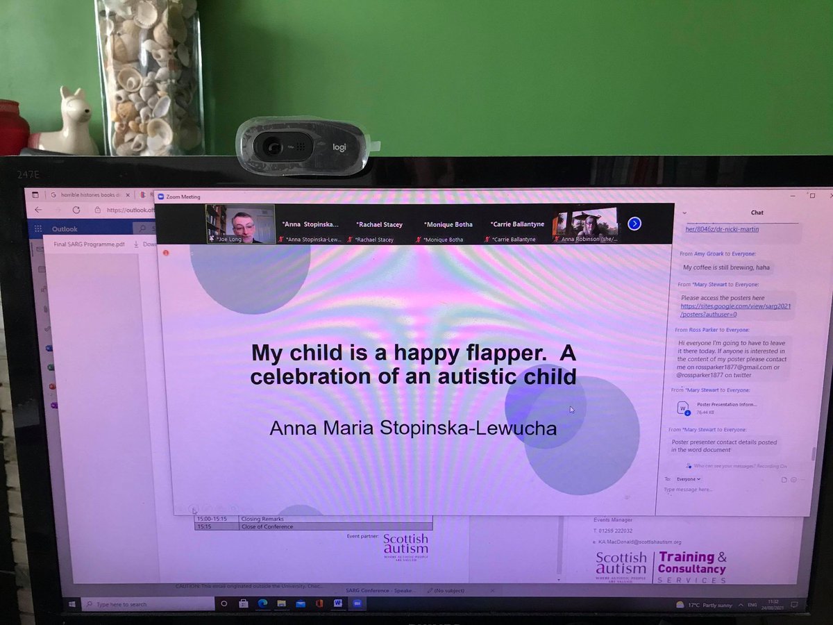 ALewucha's tweet photo. My first conference ever :) Thank you @SARG_Research for giving me a chance to present my little "happiness" study and thank you, Dr Anna Robinson, for being such a supportive supervisor. 2nd photo: my inspiration, and myself :) #autism #autismhappiness https://t.co/3EQNRxrXKk