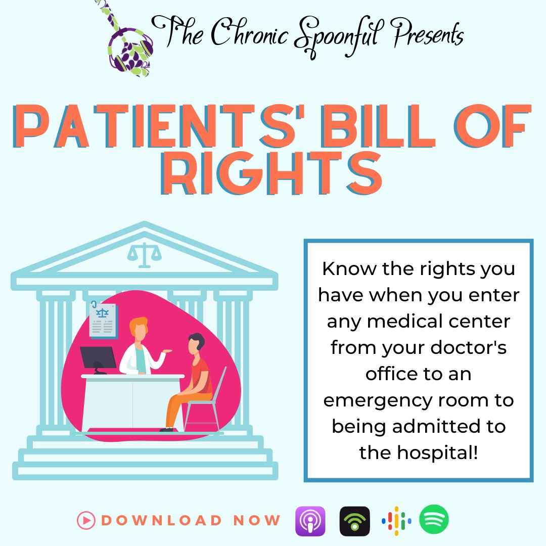 It's amazing how many people don't know that they have legal rights when they walk in the door of a medical facility. 

The Patients' Bill of Rights are essential for Spoonies to know &amp; we go over all of them in this week's episode. An essential listen!

podcasts.apple.com/us/podcast/the…