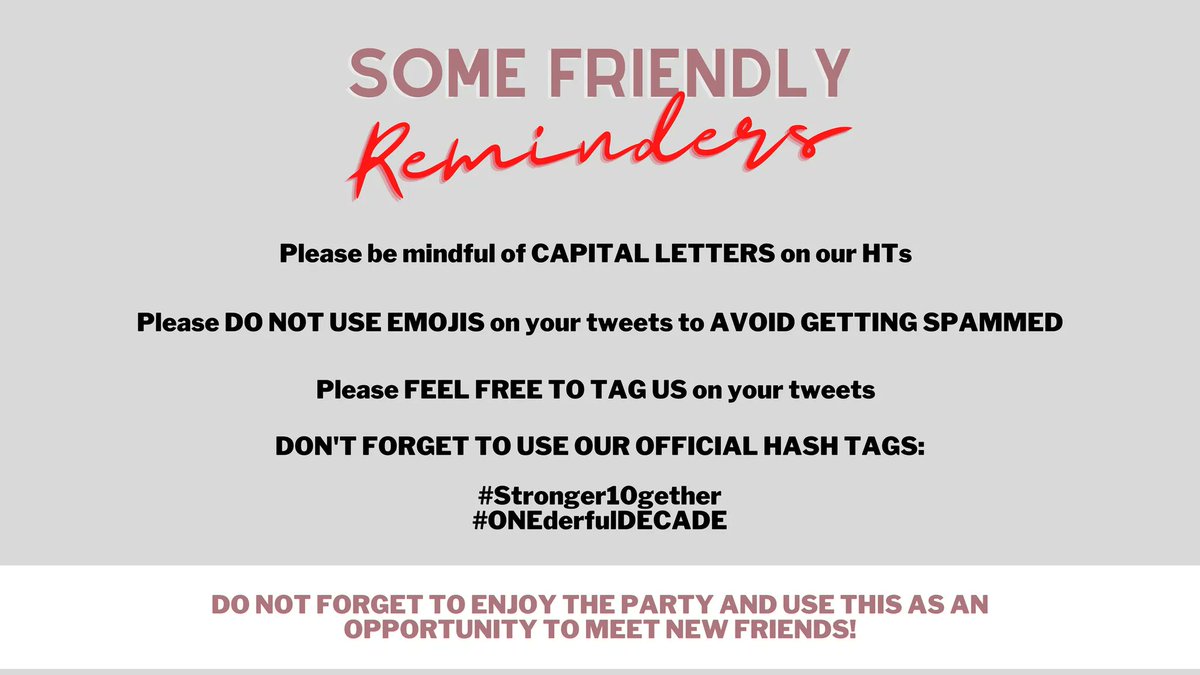 jodinaticsofcl's tweet photo. Please be guided accordingly, Fanmily!

Let's enjoy the party!

#Stronger10gether
#ONEderfulDECADE https://t.co/sW9nDORFD1