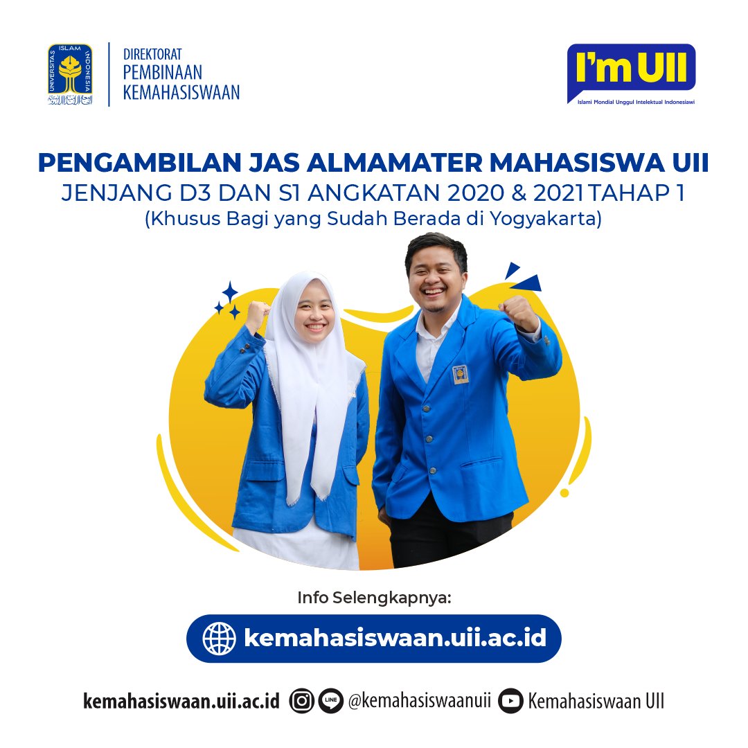 dpkuii's tweet photo. Pengambilan Jas Almamater Mahasiswa UII Jenjang D3 dan S1 Angkatan 2020 Dan 2021 (Tahap 1)

Selengkapnya :
https://t.co/ZfiYr0hikN https://t.co/xejrzD9cYL
