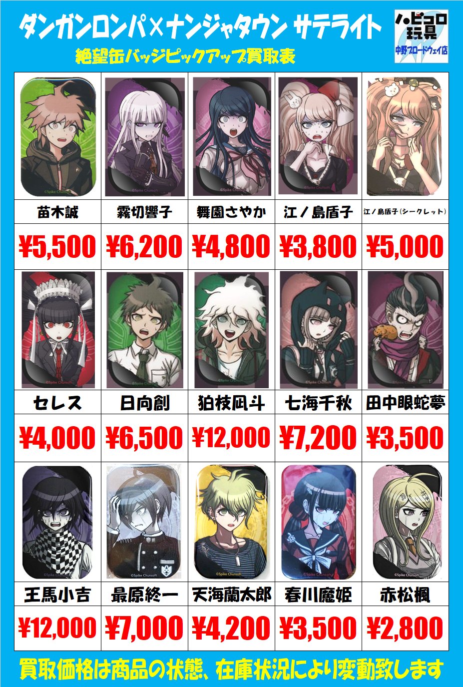 ダンガンロンパナンジャタウンサテライト絶望缶バッジコレクション罪木蜜柑缶バッチ ダンガンロンパナンジャタウンサテライト絶望缶バッジ