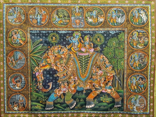 Beautiful Krishna Leela Painting on Silk by Artist Manish Vaishnav. Amazing details procured by painstacking efforts. Big size 10ft x 8ft approx.

fizdi.com/krishna-painti…

#krishna #radhakrishna #art #painting #artwork #indianart