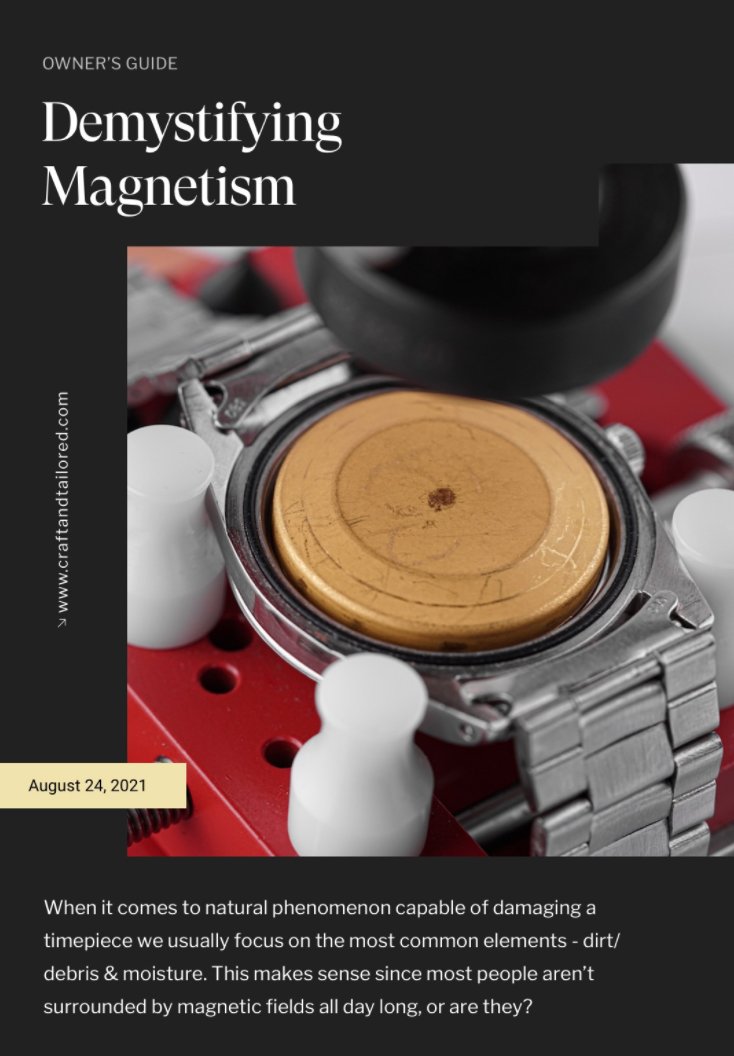 Demystifying Magnetism
Magnetism can affect a variety of different components inside a watch movement and anything that influences their motion ultimately has the potential to compromise performance...

#rolex #watch #vintagewatches #craftandtailored
blog.craftandtailored.com/demystifying-m…