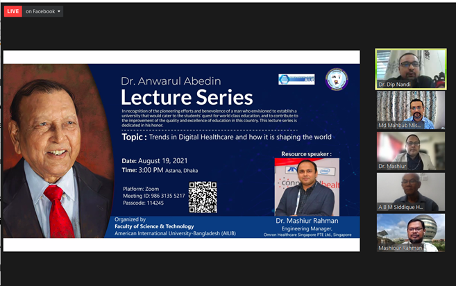 aiub_edu's tweet photo. As a part of the “Dr. Anwarul Abedin Lecture Series,” a regular initiative of the AIUB, an informative webinar titled “Trends in Digital Healthcare and how it is shaping the world” was held on 19 August 2021. The Faculty of Science and Technology organised the webinar. https://t.co/y9JQHKoEPz