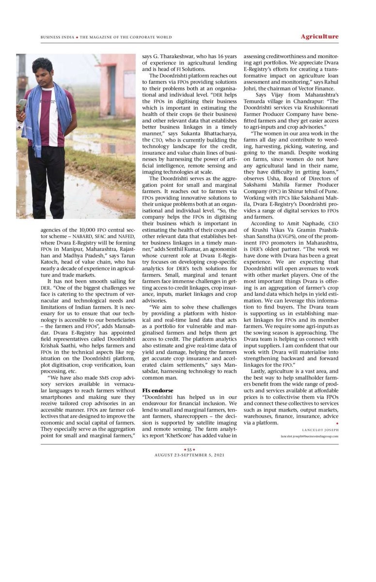 dvaraeregistry's tweet photo. Dvara E-Registry’s work is featured by @BusinessIndia1. Follow the link to read about Dvara E-Registry’s journey, challenges, solutions offered and impact created. https://t.co/x2y51ORKbC https://t.co/wYKwa6MbCN