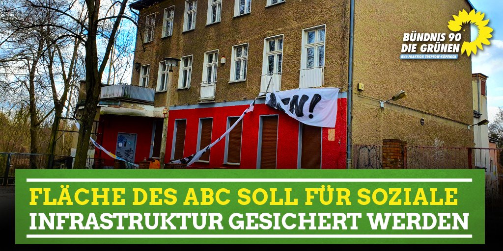 Das Gebäude des ehemaligen Jugendkulturzentrums ABC Rocks in #Friedrichshagen soll für eine kulturelle Nutzung erhalten bleiben. Ein entsprechender Antrag unserer Fraktion wurde auf der BVV am 12. August beschlossen.

Weitere Informationen unter: gruenlink.de/29ji

#bvvtk