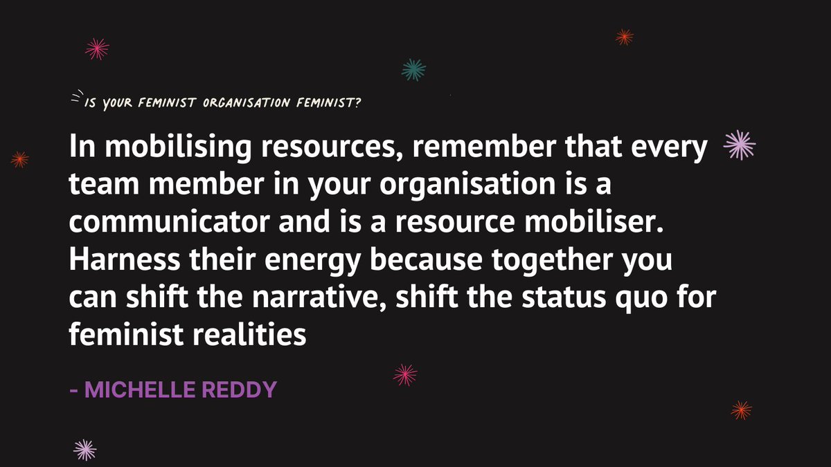 As @MicheMReddy reminds us, everyone in your organisation can play a powerful role in mobilising resources for feminist action. #FeministOrganisations