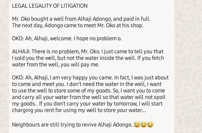 Legal legality of litigation 🤣🤣🤣

#BBNaijia6 
#wednesdaythought 
#laughs 
#Media4Development