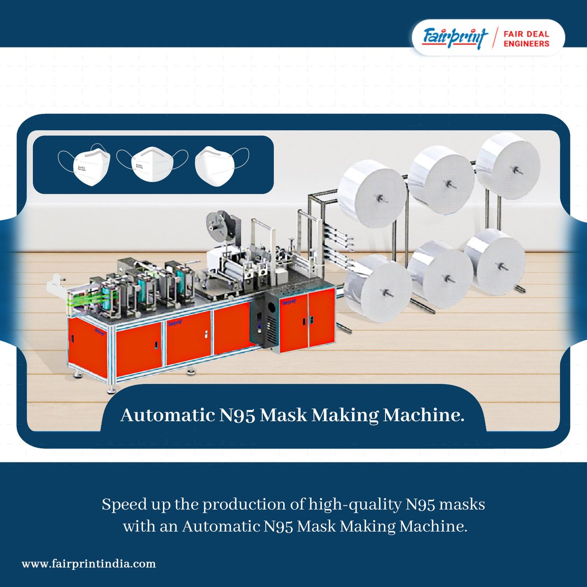 FairPrintIndia's tweet image. Fairprint’s automatic N95 mask-making machine is backed with advanced technology and creates masks with high precision, and has a robust built for long-functioning life.

#fairprintindia #fairdealengineers #Maskmakingmachinee #maskmachine #qualitymachin