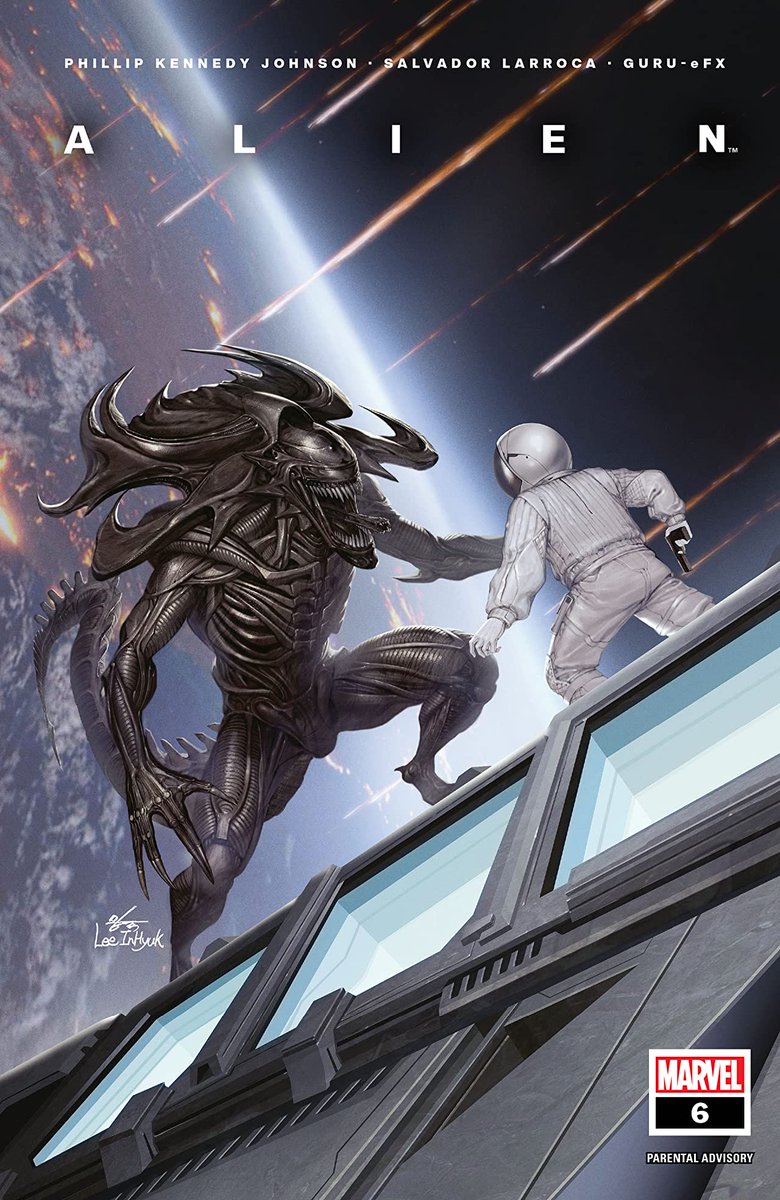 Comicsthegather's tweet photo. Alien #6 is the conclusion to the first chapter in Marvel's new Alien storyline.

@PhillipKJohnson shows there is plenty of life left in the iconic Xenomorph, while @SalvadorLarroca's art continues to impress.

Our review: https://t.co/CQM1M73La8 https://t.co/ijWfIwVu7W