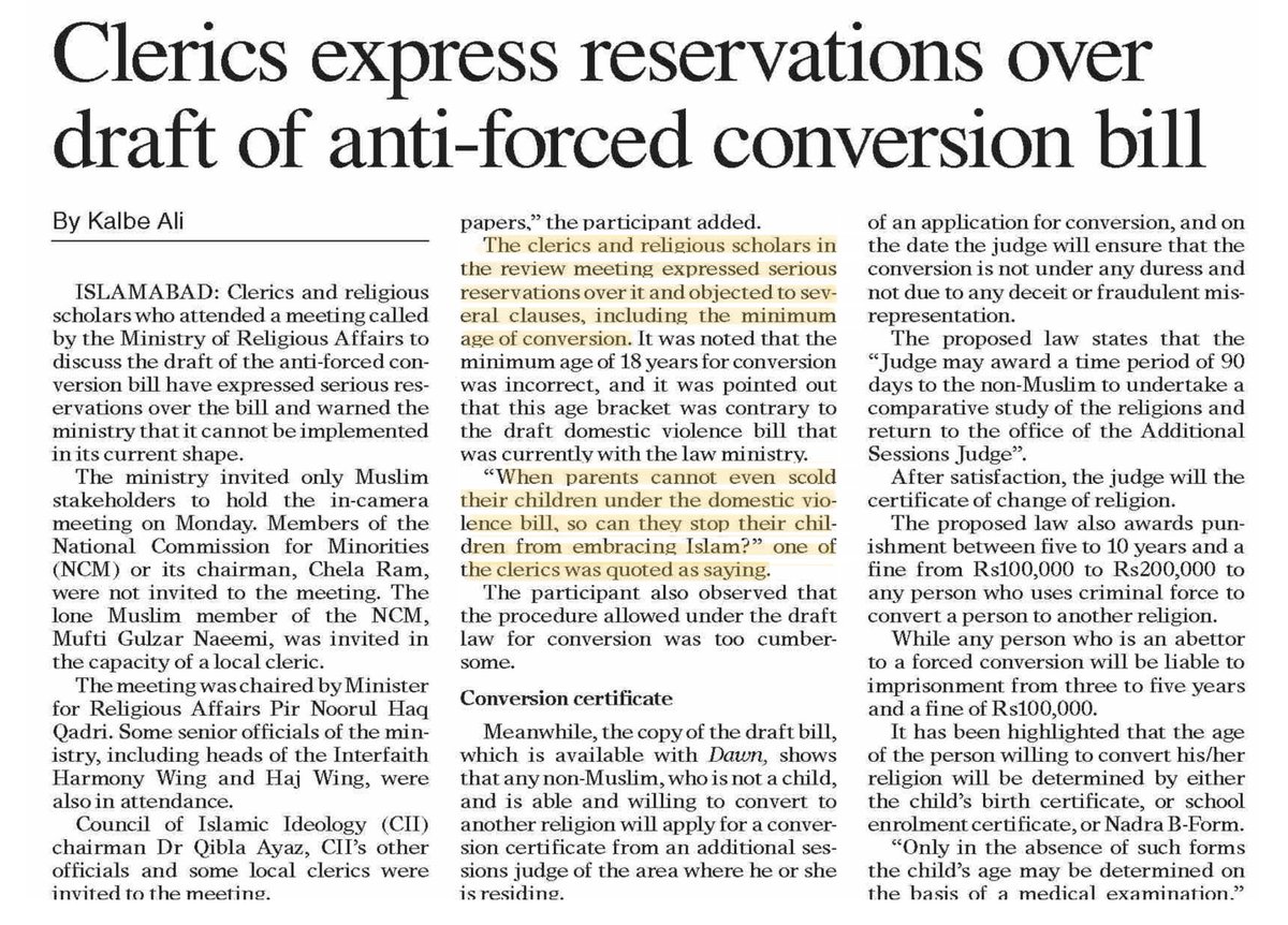 Cleric in Pakistan opposing Islamic conversion of children (below 18) says -
How kind of country we live in where we can’t thrash children but can stop them from converting to Islam? 
🤔