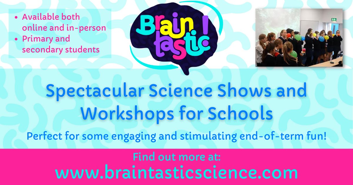 BraintasticSci's tweet image. Hi #FFBWednesday #FFBScience
We deliver engaging, stimulating &amp;amp; fun science shows &amp;amp; workshops to schools. We&apos;d love to chat about how we can support your school next term
✅ Inspiring &amp;amp; interactive
✅ Both in-person &amp;amp; online
✅ Based around neuroscience &amp;amp; how the brain works