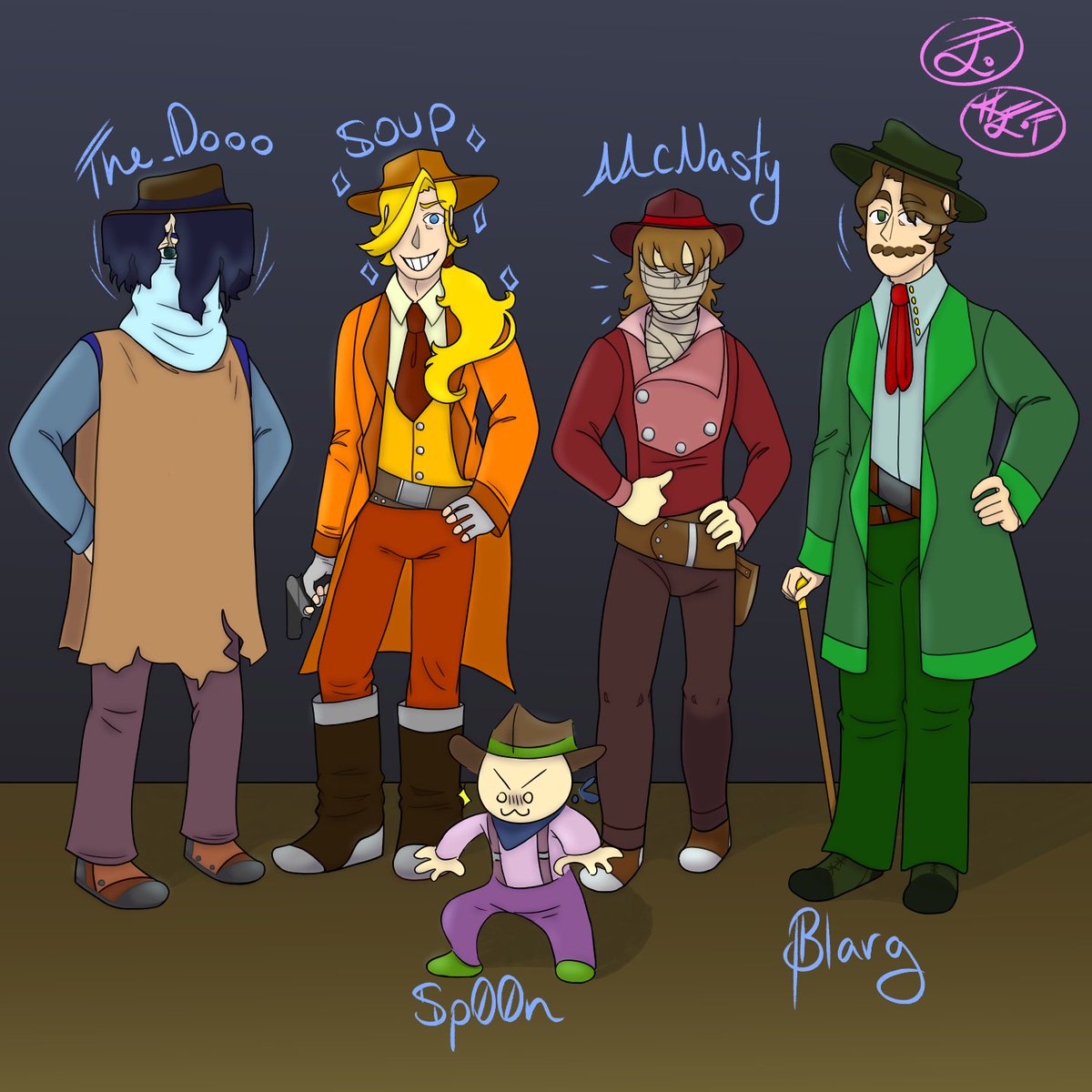 kat_jon_tay's tweet photo. Yay! They are done!🤠Cowboy Goons >:) #goonspc #goonspcfanart #thedooo #thedooofanart #snipingsoup #snipingsoupfanart #Mcnasty #mcnastyfanart #blarg #blargmyshnoople #blargfanart #sp00n #sp00nfanart #FANART #cowboy #wigdofornine #digitalart #digitaldrawing https://t.co/W9DYg2rjsh