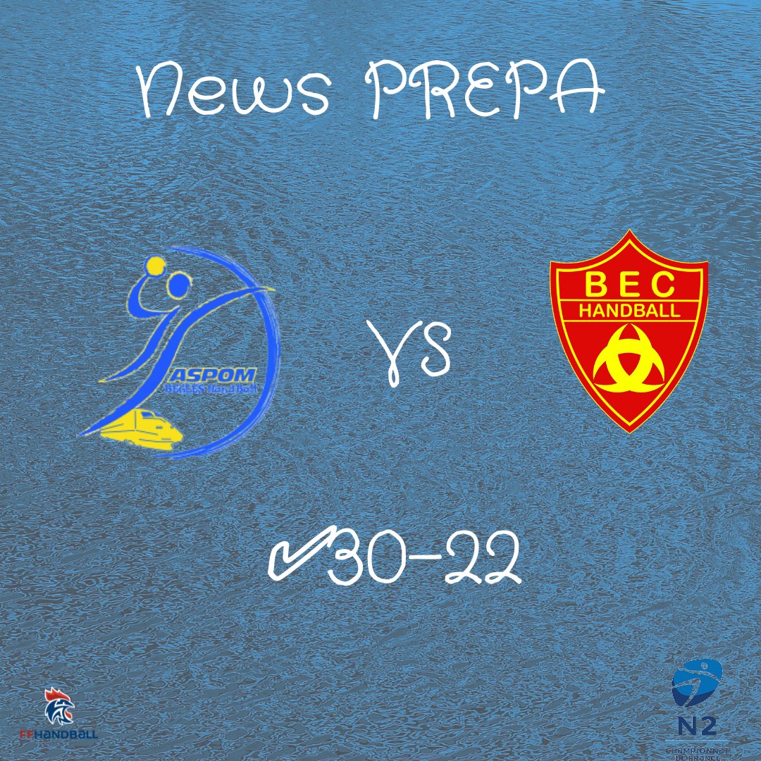 Les matchs de préparation s'enchaînent pour notre N2 avec la réception du <a href="/HandballBec/">BEC Handball</a> hier soir et une victoire ✅30-22. Le travail continue avec une marge de travail encore bien présente et le retour progressif de certain joueur .
#handball #n2 <a href="/N2Handball_FR/">N2 Handball FR</a>