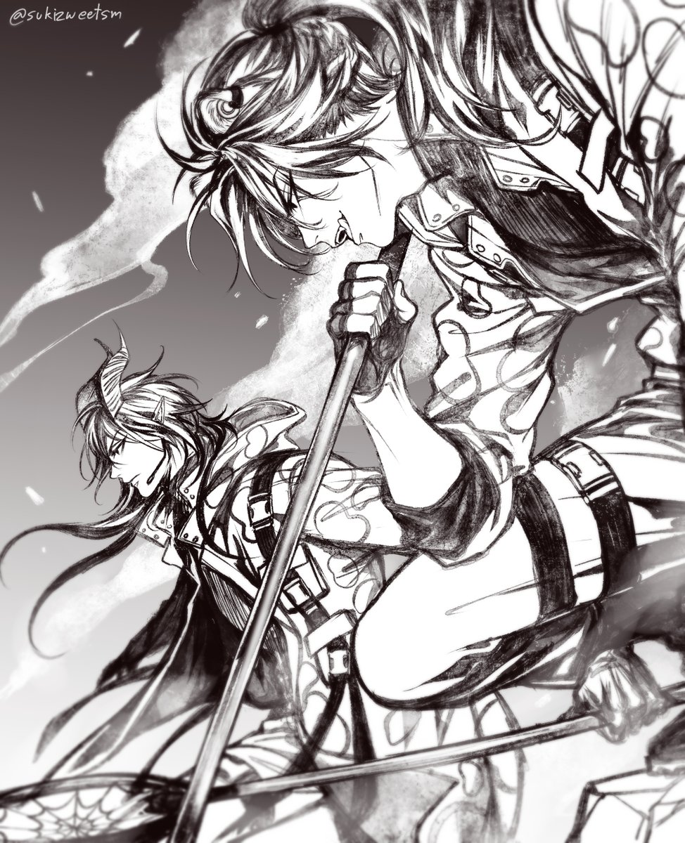 # 引用RTで絵をあげて5人指名してバトンでお気に入りの絵を載せる 
木桑さん(woodさん)バトンありがとうございました☺️
**CP絵とちょっとエッチなのでタグ外してます。

1枚目:マレウスの舌好きw
2枚目:結婚式を見たいから
3枚目:AΩ好き🤤
4枚目:ライバルとの共闘大好き💞💞💞

#twst_BL 