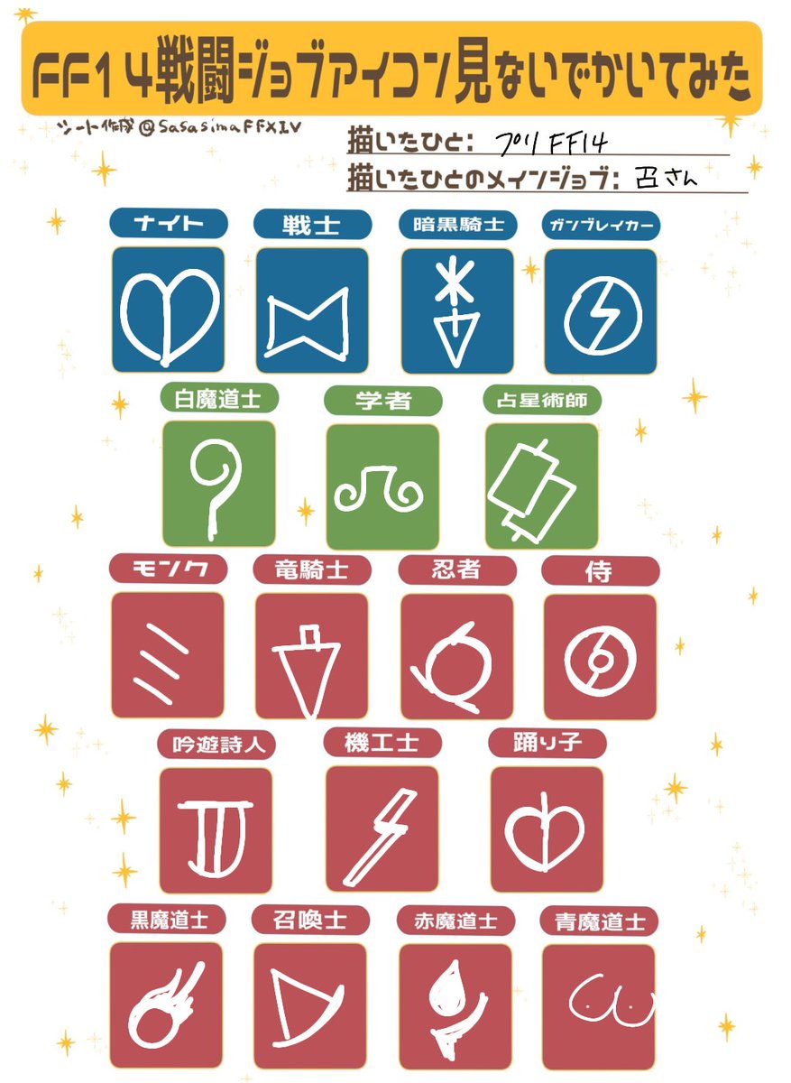Ff14戦闘ジョブアイコン見ないでかいてみた のイラスト マンガ作品 2 件 Twoucan