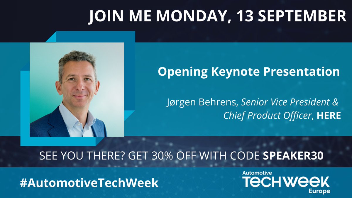 here's tweet image. Jørgen Behrens will kick off the Automotive Tech Week on September 13.

Save your seat to learn how, together, we can shape the future of safe autonomous mobility: t.her.is/3seer6d

#AutomotiveTechWeek #Mobility @TUAutomotive