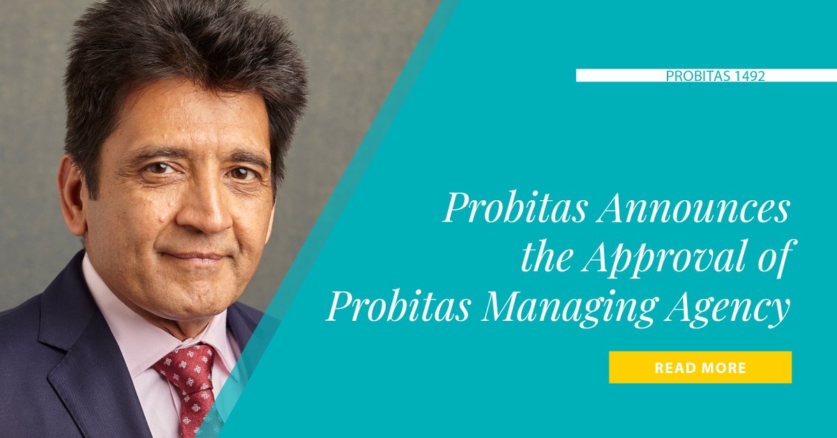 Probitas1492's tweet photo. Probitas 1492 is pleased to announce Probitas Managing Agency Limited has received approvals to assume responsibility as managing agent of Syndicate 1492.

Read the full announcement: https://t.co/7q5TJBB5oB

#teamprobitas #artofunderwriting #pressrelease #managingagent https://t.co/a4n3HWkTzb