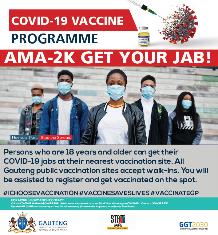Calling all persons 18 years and older to go get their jab at their nearest vaccination site.
Reminder: Get your jab at Tara Hospital vaccination site, from Monday-Friday 08:00-15:00
#IChooseVaccination 
#TaraHospitalVaccinationSite