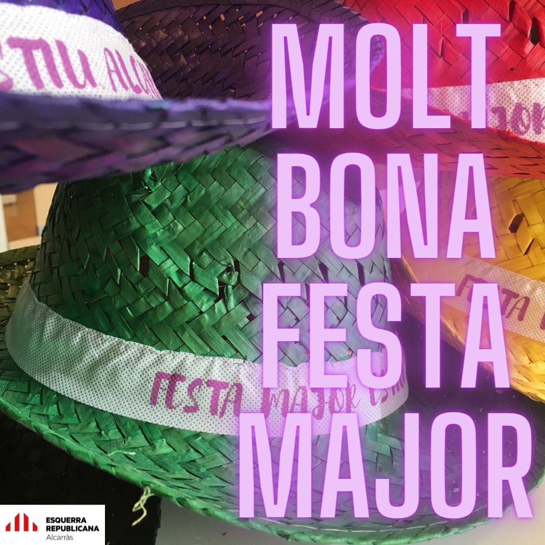 📢 Des d’ERC #Alcarràs us desitgem una MOLT BONA FESTA MAJOR!!

‼️ Gaudim totes de la programació amb #seny i #responsabilitat.
 
Aquest any viurem una festa major diferent però amb #il·lusió 🤩, desitjant que arribi la propera per gaudir-la encara➕‼️

#FestaMajorAlcarràs 
#FM21