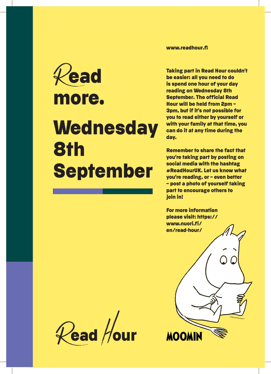 There are only two weeks to go until #ReadHourUK. To take part, all you need to do is spend one hour reading on Wednesday 8 September, or join the official Read Hour between 2 – 3pm. nuori.fi/en/read-hour/