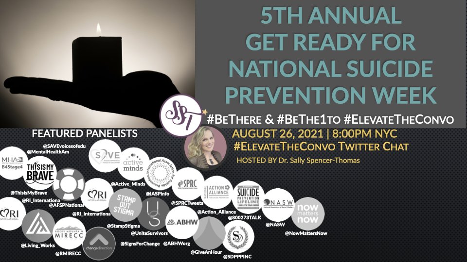 giveanhour's tweet photo. We hope you will join @GiveAnHour and us as we discuss #suicideprevention during the #ElevatetheConvo Twitter chat tomorrow evening at 8:00 PM Eastern. Find us on Give an Hour's Twitter!

#Bethe1to #BeThere #take5tosavelives #NSPW #WSPD21 #mentalhealth #FiveSigns https://t.co/STa56E1Rvb