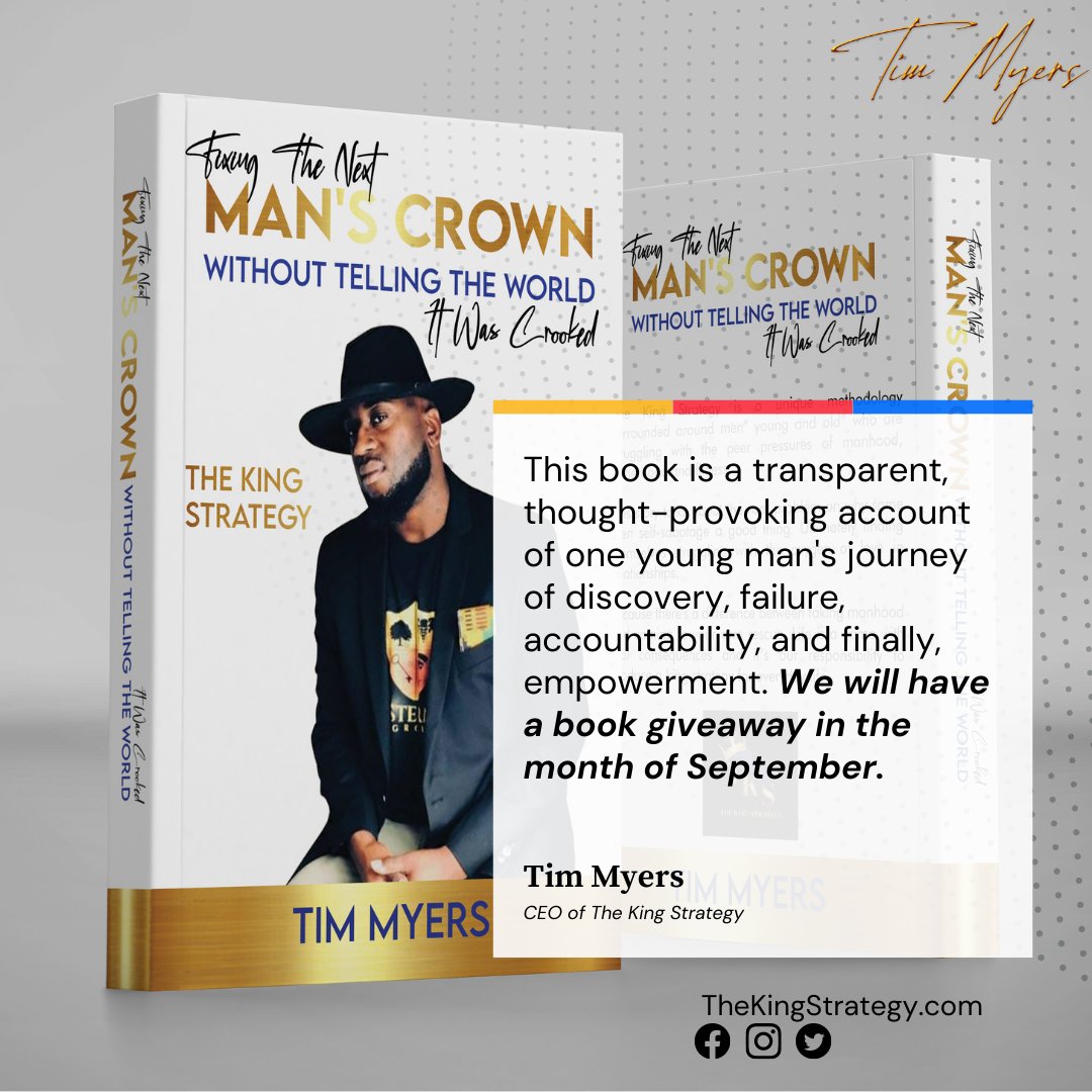 TheKingStrategy's tweet photo. ✅ To WIN the book giveaway in the month of September:

1.) Like a post
2.) Comment on a video
3.) Visit us on the web 

This book is a transparent, thought-provoking account of one young man's journey of discovery, failure, accountability, and finally, empowerment.

#giveaway https://t.co/KhclAOzydc