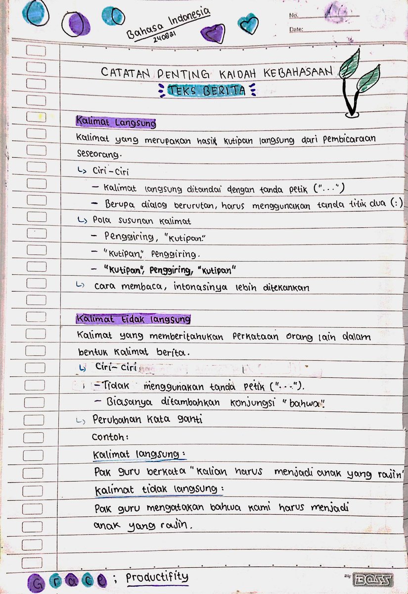 jeongjaehyeonst's tweet photo. 📓 Bahasa Indonesia Kelas 8
             
     — Kaidah Kebahasaan Teks Berita
Sc : Youtube ; Ms. Helza
[ #studytwtina #AMBISVERSE #notes ] https://t.co/GJTCvm4Y2H