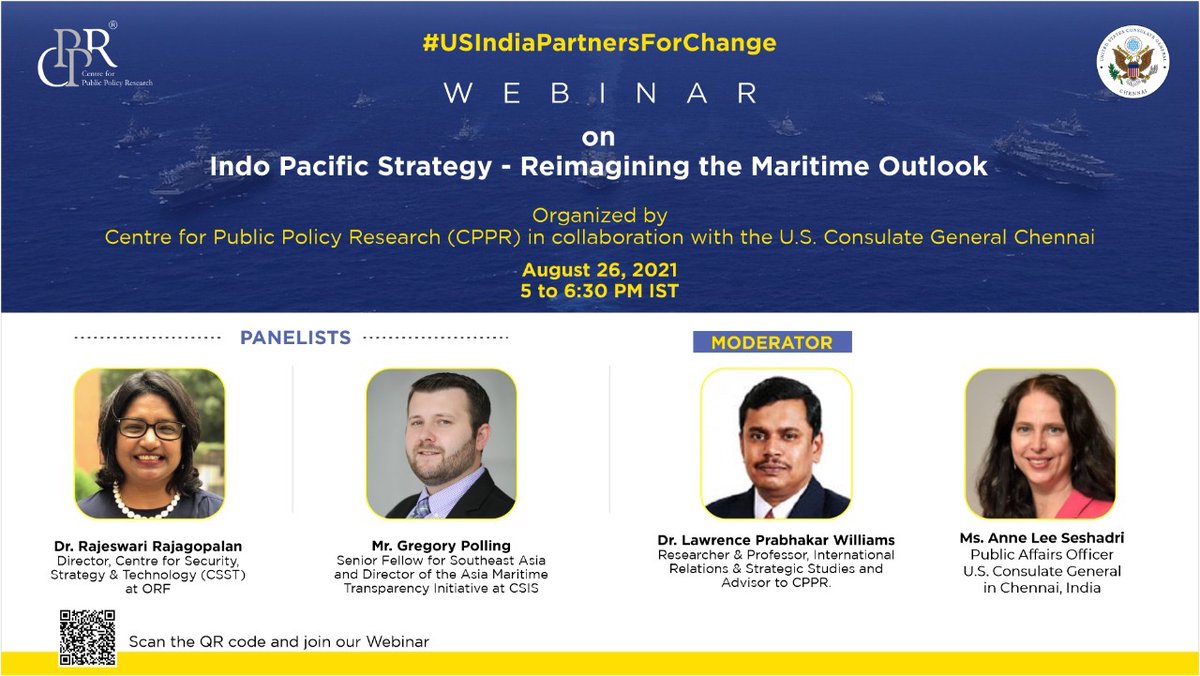 CPPRIndia's tweet photo. #USIndiaPartnersForChange 

The #IndoPacific region is one of the most contested #maritime spaces in the world. India and U.S. have a shared vision in making it more inclusive and open.

Join us for a webinar tomorrow at 5 PM IST to know more.

Register - https://t.co/kDVcMe1FA3 https://t.co/ZVBlbiwGrs