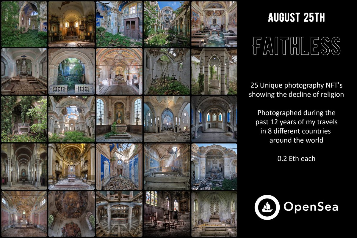 🚨 3 hours until the release 🚨

F A I T H L E S S

The decline of religion

a 25 piece photography series showing the decline of religion around the world

0.2 Eth each