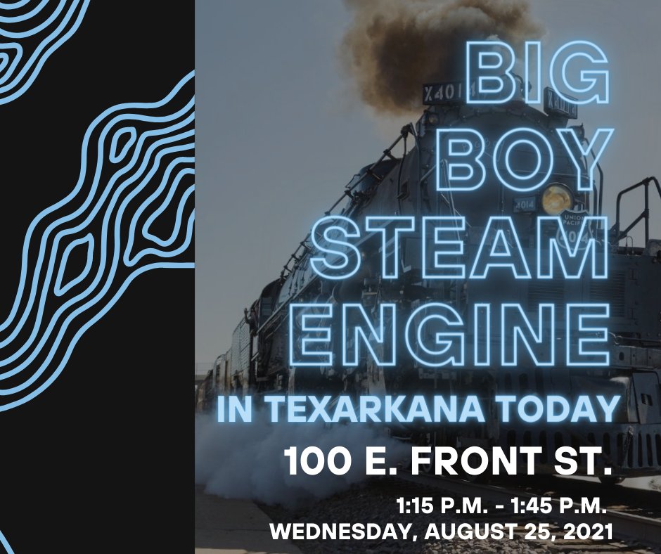 Help us welcome <a href="/UP_Steam/">UP Steam</a>'s #UP4014 Big Boy to downtown Texarkana today at 1:15 p.m. Don't miss it!