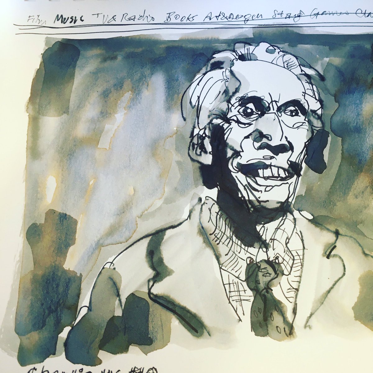 alembicdesign's tweet photo. Mr Watts has shuffled off this mortal coil… in some style no doubt, as one of the very few drummers in rock able to swing such a thing. Great face, great musician, natty dresser. (Scrawl via photo x Victoria Will) #drawnfromthenews #pen #ink #paper #Wattsthesignificance #charlie https://t.co/y202RfYg0b